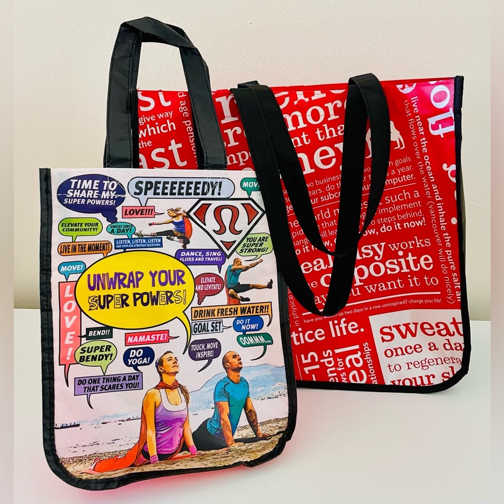 lululemon athletica rare superpower smaller tote bag and large classic shopper